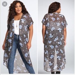 Torrid rose kimono sz 0/1x